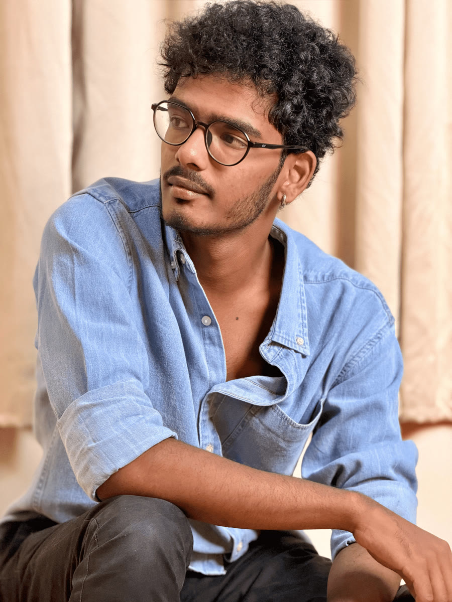 Portrait of Aadhi Andhan, video editor based in Chennai